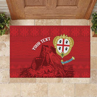 Personalised Sardinia Italy Rubber Doormat Sardegna Nuraghe With Falcon