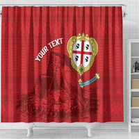 Personalised Sardinia Italy Shower Curtain Sardegna Nuraghe With Falcon