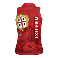 Personalised Sardinia Italy Women Sleeveless Polo Shirt Sardegna Nuraghe With Falcon