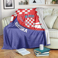 Croatia National Day Blanket Hrvatska Checkerboard With Slavic Pattern
