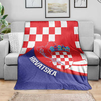 Croatia National Day Blanket Hrvatska Checkerboard With Slavic Pattern