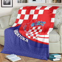 Croatia National Day Blanket Hrvatska Checkerboard With Slavic Pattern