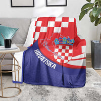 Croatia National Day Blanket Hrvatska Checkerboard With Slavic Pattern
