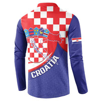 Croatia National Day Button Sweatshirt Hrvatska Checkerboard With Slavic Pattern