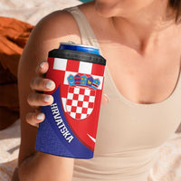Croatia National Day 4 in 1 Can Cooler Tumbler Hrvatska Checkerboard With Slavic Pattern