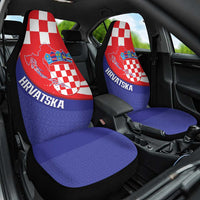 Croatia National Day Car Seat Cover Hrvatska Checkerboard With Slavic Pattern