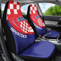 Croatia National Day Car Seat Cover Hrvatska Checkerboard With Slavic Pattern