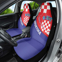 Croatia National Day Car Seat Cover Hrvatska Checkerboard With Slavic Pattern