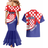 Croatia National Day Couples Matching Mermaid Dress and Hawaiian Shirt Hrvatska Checkerboard With Slavic Pattern