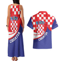Croatia National Day Couples Matching Tank Maxi Dress and Hawaiian Shirt Hrvatska Checkerboard With Slavic Pattern
