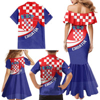 Croatia National Day Family Matching Mermaid Dress and Hawaiian Shirt Hrvatska Checkerboard With Slavic Pattern