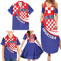 Croatia National Day Family Matching Summer Maxi Dress and Hawaiian Shirt Hrvatska Checkerboard With Slavic Pattern