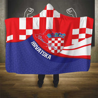 Croatia National Day Hooded Blanket Hrvatska Checkerboard With Slavic Pattern
