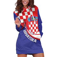 Croatia National Day Hoodie Dress Hrvatska Checkerboard With Slavic Pattern