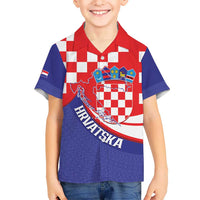 Croatia National Day Kid Hawaiian Shirt Hrvatska Checkerboard With Slavic Pattern