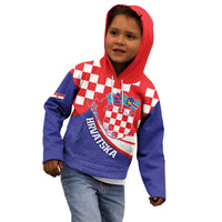 Croatia National Day Kid Hoodie Hrvatska Checkerboard With Slavic Pattern