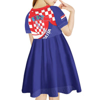 Croatia National Day Kid Short Sleeve Dress Hrvatska Checkerboard With Slavic Pattern