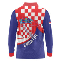 Croatia National Day Long Sleeve Polo Shirt Hrvatska Checkerboard With Slavic Pattern