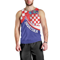 Croatia National Day Men Tank Top Hrvatska Checkerboard With Slavic Pattern