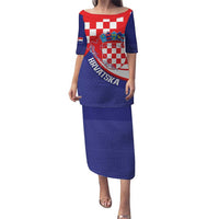 Croatia National Day Puletasi Hrvatska Checkerboard With Slavic Pattern
