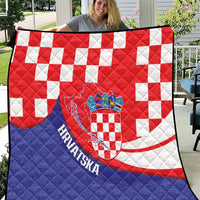 Croatia National Day Quilt Hrvatska Checkerboard With Slavic Pattern