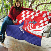 Croatia National Day Quilt Hrvatska Checkerboard With Slavic Pattern
