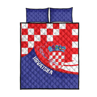 Croatia National Day Quilt Bed Set Hrvatska Checkerboard With Slavic Pattern
