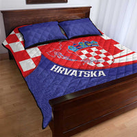 Croatia National Day Quilt Bed Set Hrvatska Checkerboard With Slavic Pattern