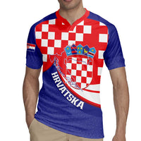 Croatia National Day Rugby Jersey Hrvatska Checkerboard With Slavic Pattern