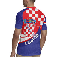 Croatia National Day Rugby Jersey Hrvatska Checkerboard With Slavic Pattern