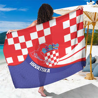 Croatia National Day Sarong Hrvatska Checkerboard With Slavic Pattern