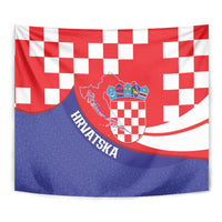 Croatia National Day Tapestry Hrvatska Checkerboard With Slavic Pattern