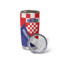 Croatia National Day Tumbler Cup Hrvatska Checkerboard With Slavic Pattern