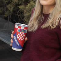 Croatia National Day Tumbler Cup Hrvatska Checkerboard With Slavic Pattern