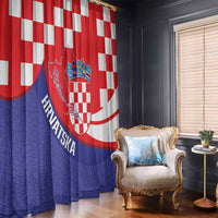 Croatia National Day Window Curtain Hrvatska Checkerboard With Slavic Pattern
