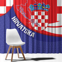 Croatia National Day Window Curtain Hrvatska Checkerboard With Slavic Pattern
