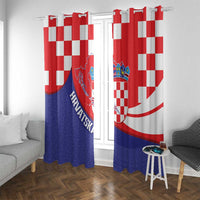 Croatia National Day Window Curtain Hrvatska Checkerboard With Slavic Pattern