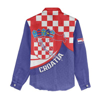 Croatia National Day Women Casual Shirt Hrvatska Checkerboard With Slavic Pattern