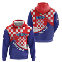 Croatia National Day Zip Hoodie Hrvatska Checkerboard With Slavic Pattern