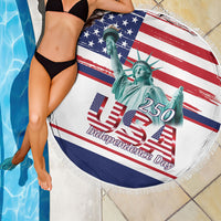 4th Of July United States Beach Blanket USA 250 Years Anniversary Statue Of Liberty