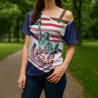 4th Of July United States Cross Shoulder Shirt USA 250 Years Anniversary Statue Of Liberty