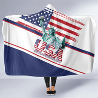 4th Of July United States Hooded Blanket USA 250 Years Anniversary Statue Of Liberty