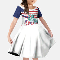 4th Of July United States Kid Short Sleeve Dress USA 250 Years Anniversary Statue Of Liberty