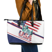 4th Of July United States Leather Tote Bag USA 250 Years Anniversary Statue Of Liberty