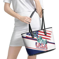 4th Of July United States Leather Tote Bag USA 250 Years Anniversary Statue Of Liberty