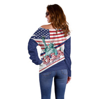 4th Of July United States Off Shoulder Sweater USA 250 Years Anniversary Statue Of Liberty