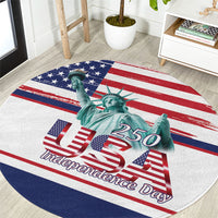 4th Of July United States Round Carpet USA 250 Years Anniversary Statue Of Liberty
