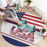 4th Of July United States Round Carpet USA 250 Years Anniversary Statue Of Liberty