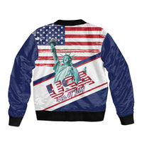 4th Of July United States Sleeve Zip Bomber Jacket USA 250 Years Anniversary Statue Of Liberty