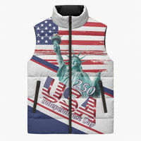 4th Of July United States Sleeveless Puffer Jacket USA 250 Years Anniversary Statue Of Liberty